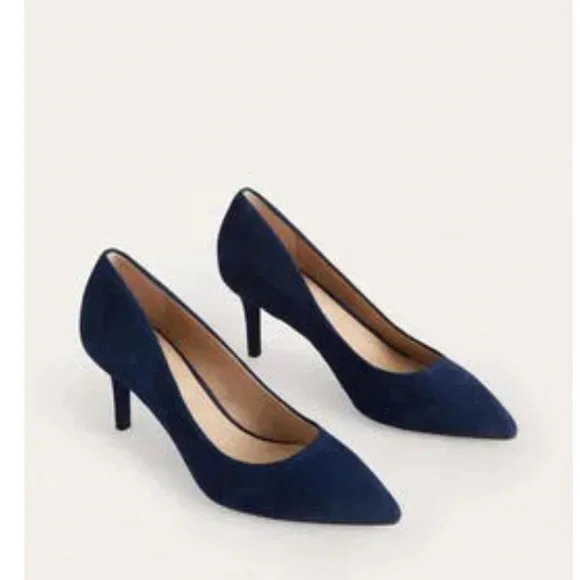 Boden heels New size 9.5 (41) Lara mid heel court shoe pumps navy suede - Picture 1 of 13
